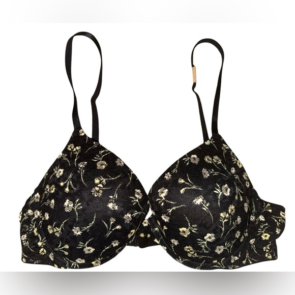 PINK Victoria's Secret Other - PINK Victoria’s Secret NWT Wear Everywhere PushUp Bra, Black Gold Floral, 36B